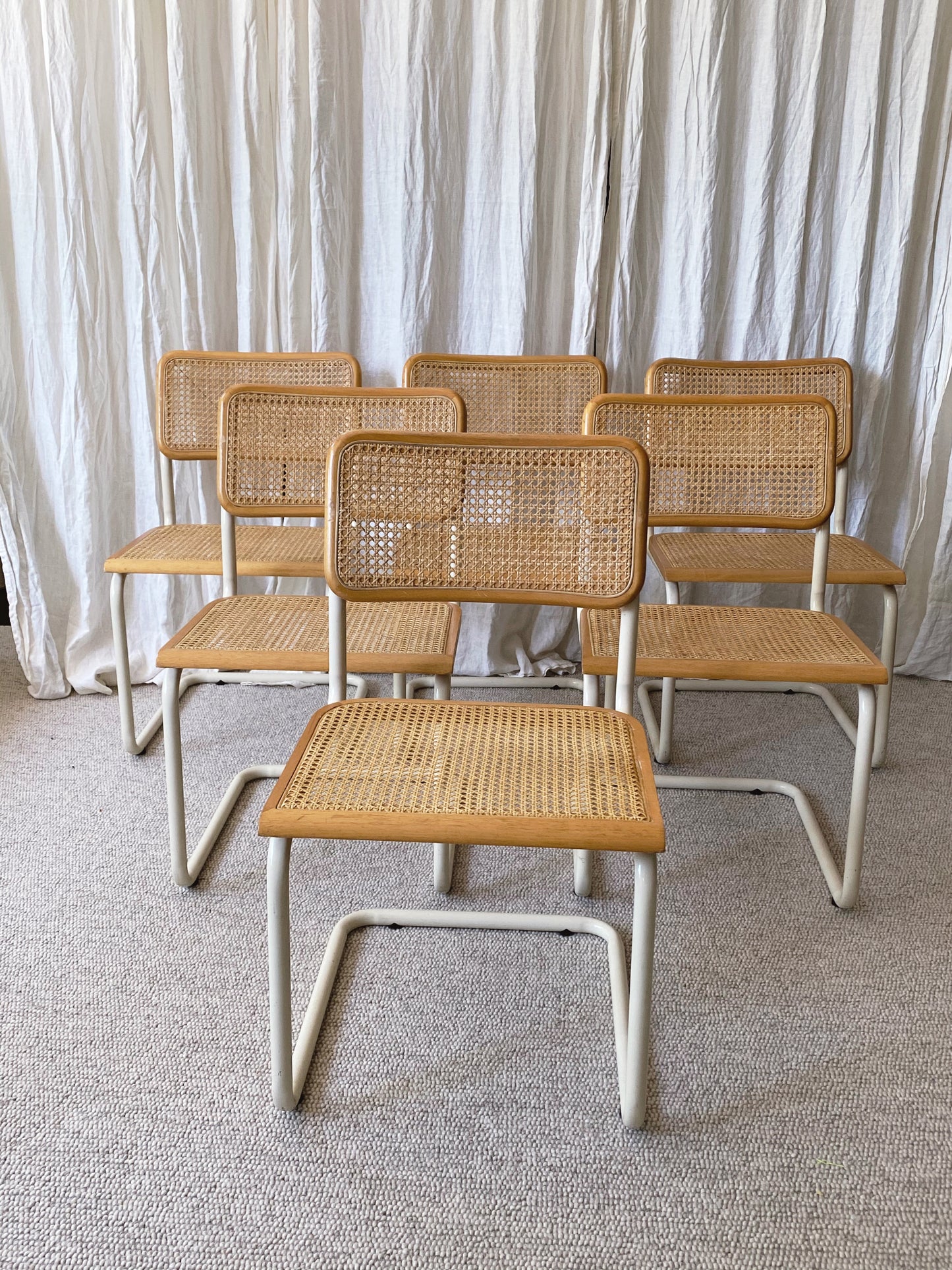 Set of 6 Cesca style rattan dining chairs