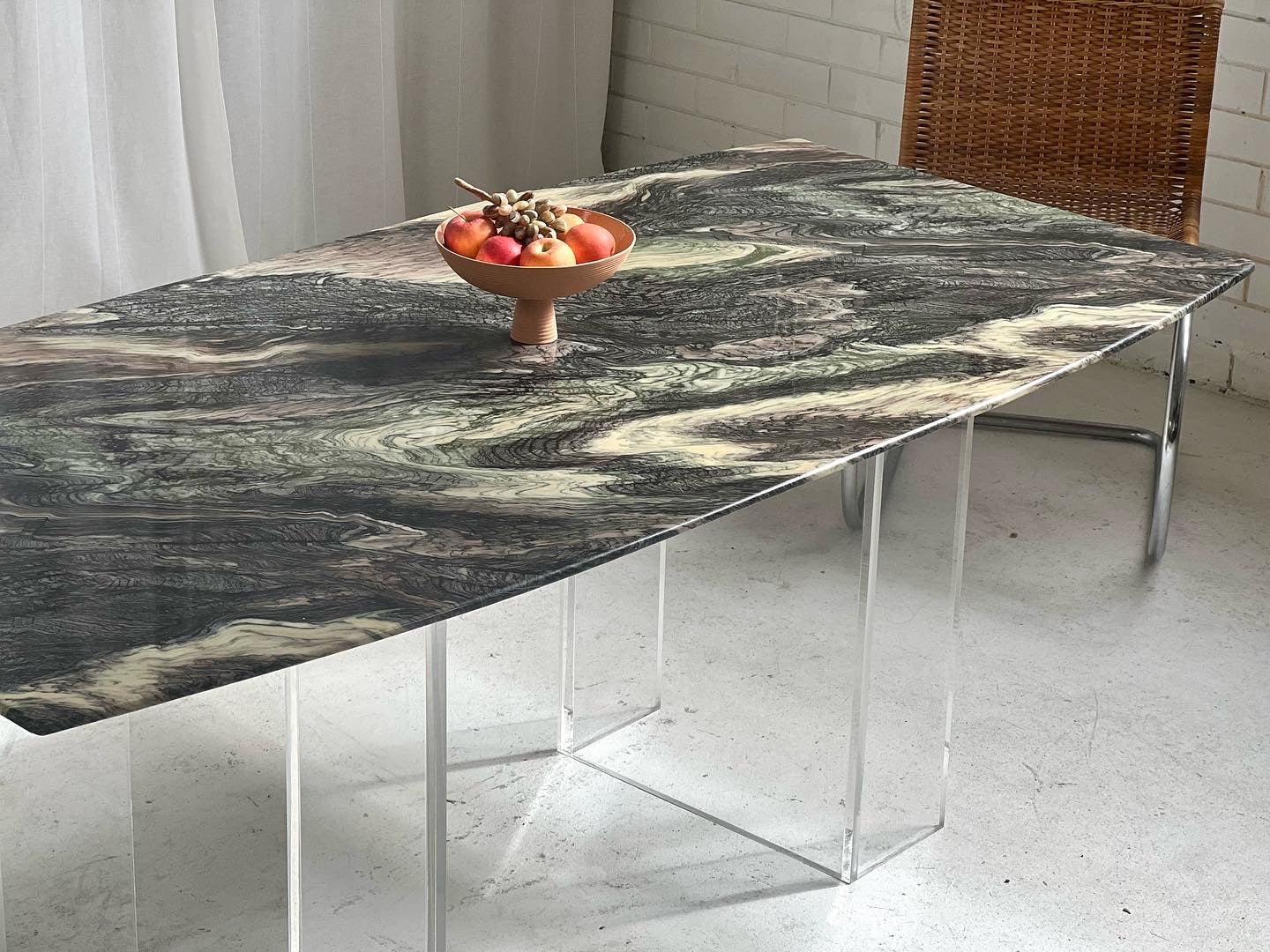 Custom Lucite Marbled Table