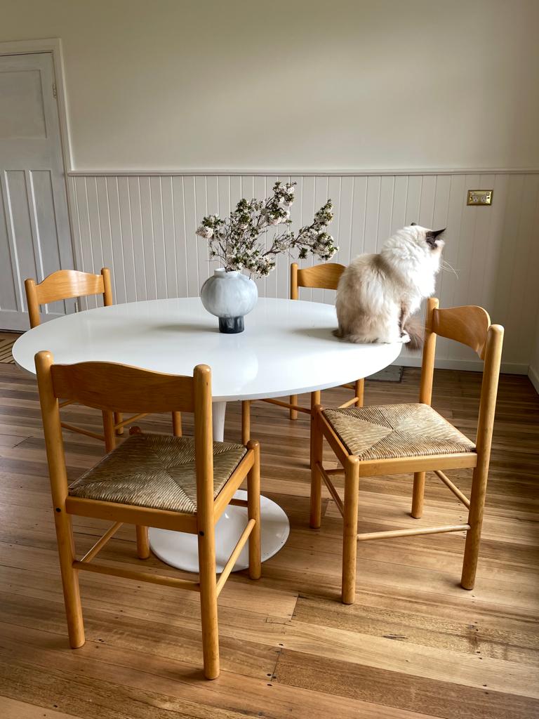 Vintage timber rush dining chairs