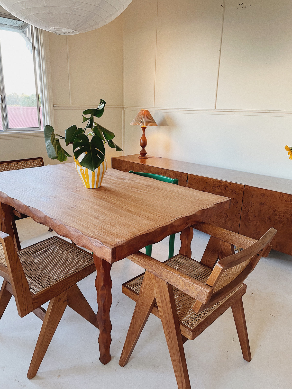 Primitive Wavy Carved Table