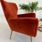 Vintage Italian Paprika Velvet Armchair