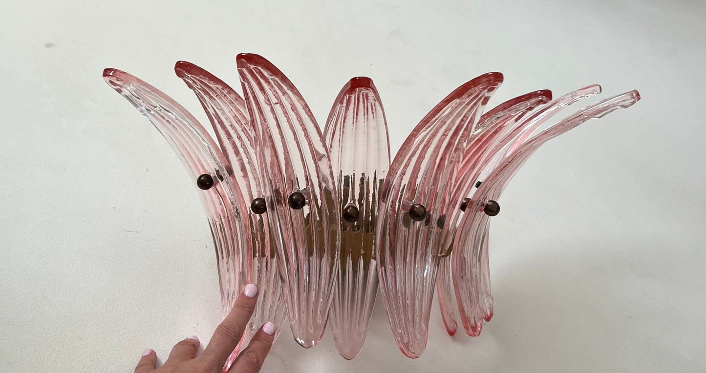 - Pink Murano Palmette Sconce, Italy - Two Available
