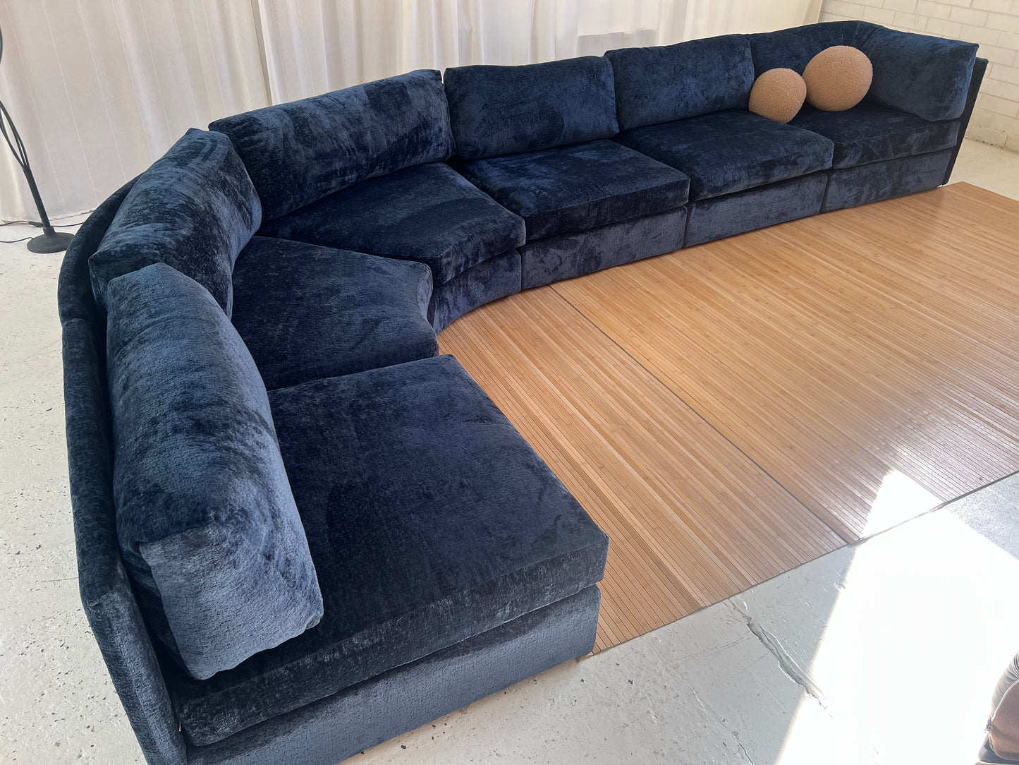 - Bespoke Curved Midnight Chenille Modular Sofa