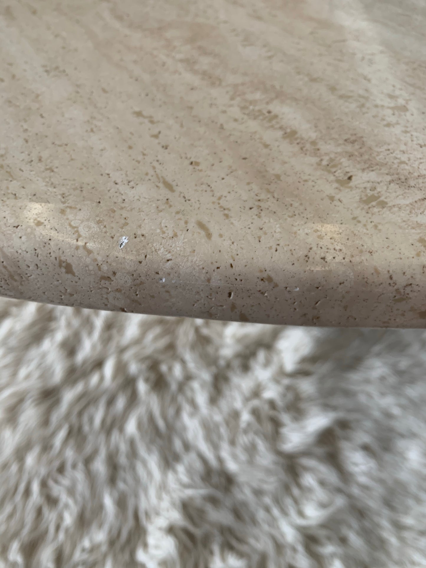 Large Vintage Circular 6-8 Seater Travertine Dining Table