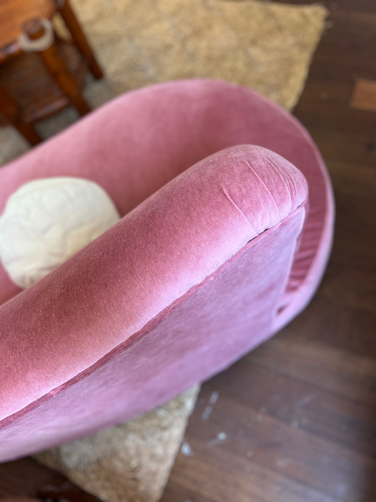 Sculptural Pink Velvet Sofa