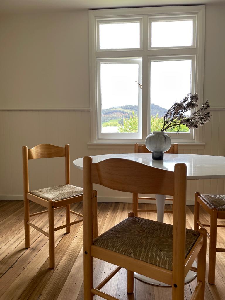 Vintage timber rush dining chairs