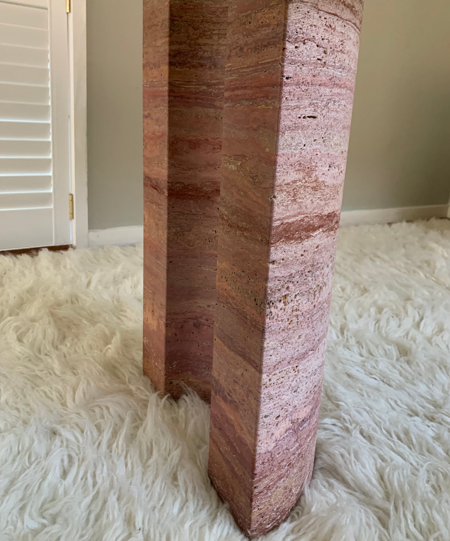 Rare Pink Travertine Table
