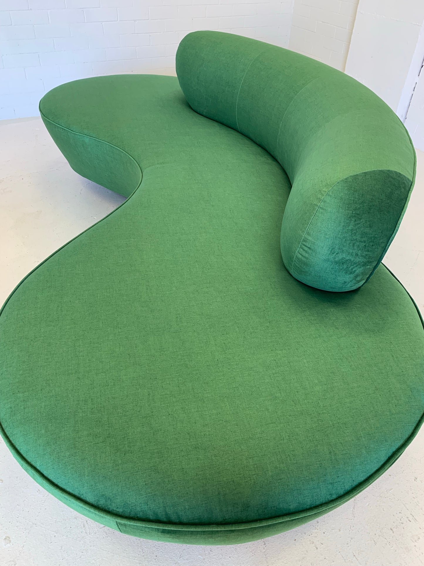 Stunning Green Curved Velvet Sofa