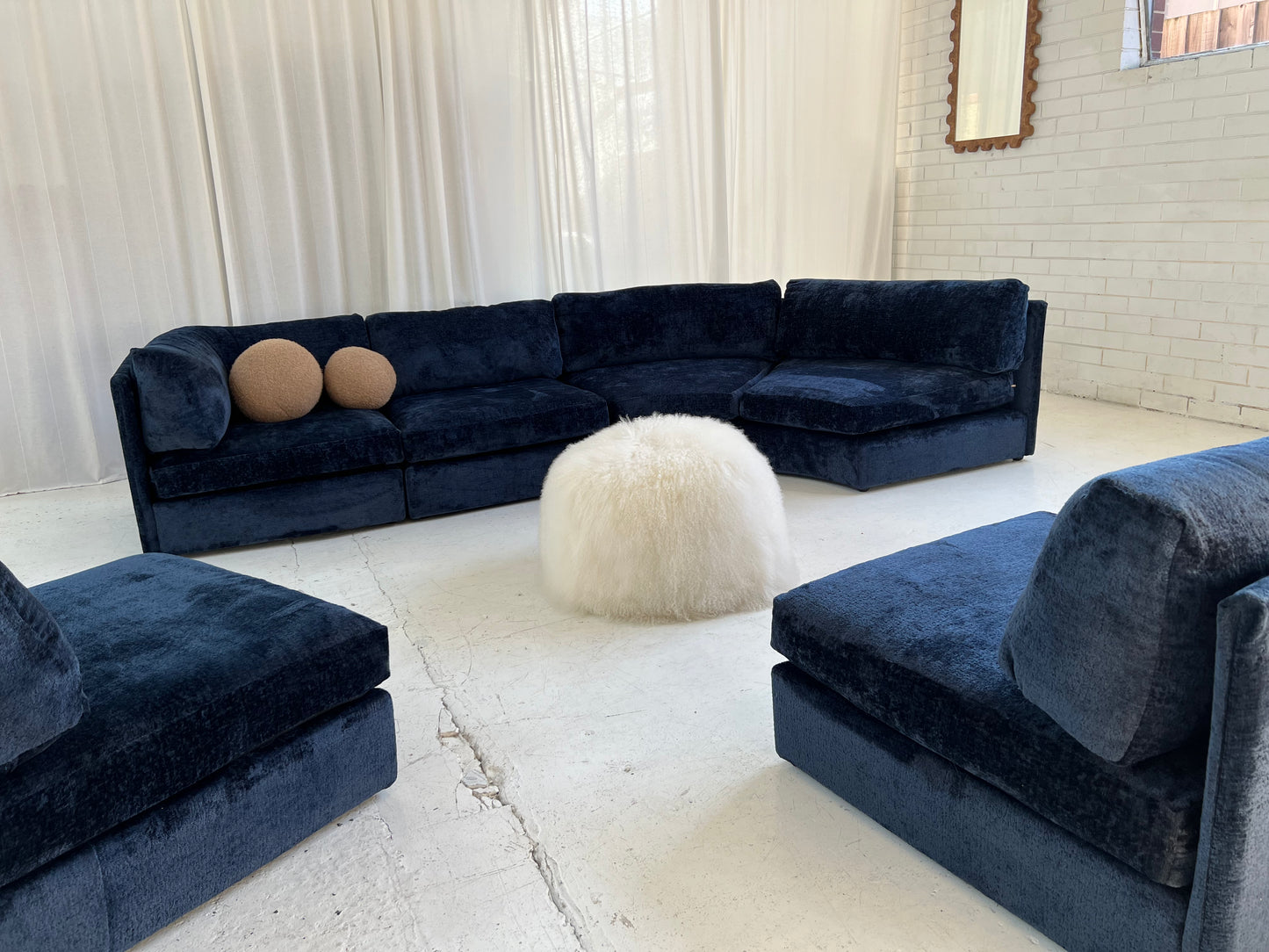 - Bespoke Curved Midnight Chenille Modular Sofa