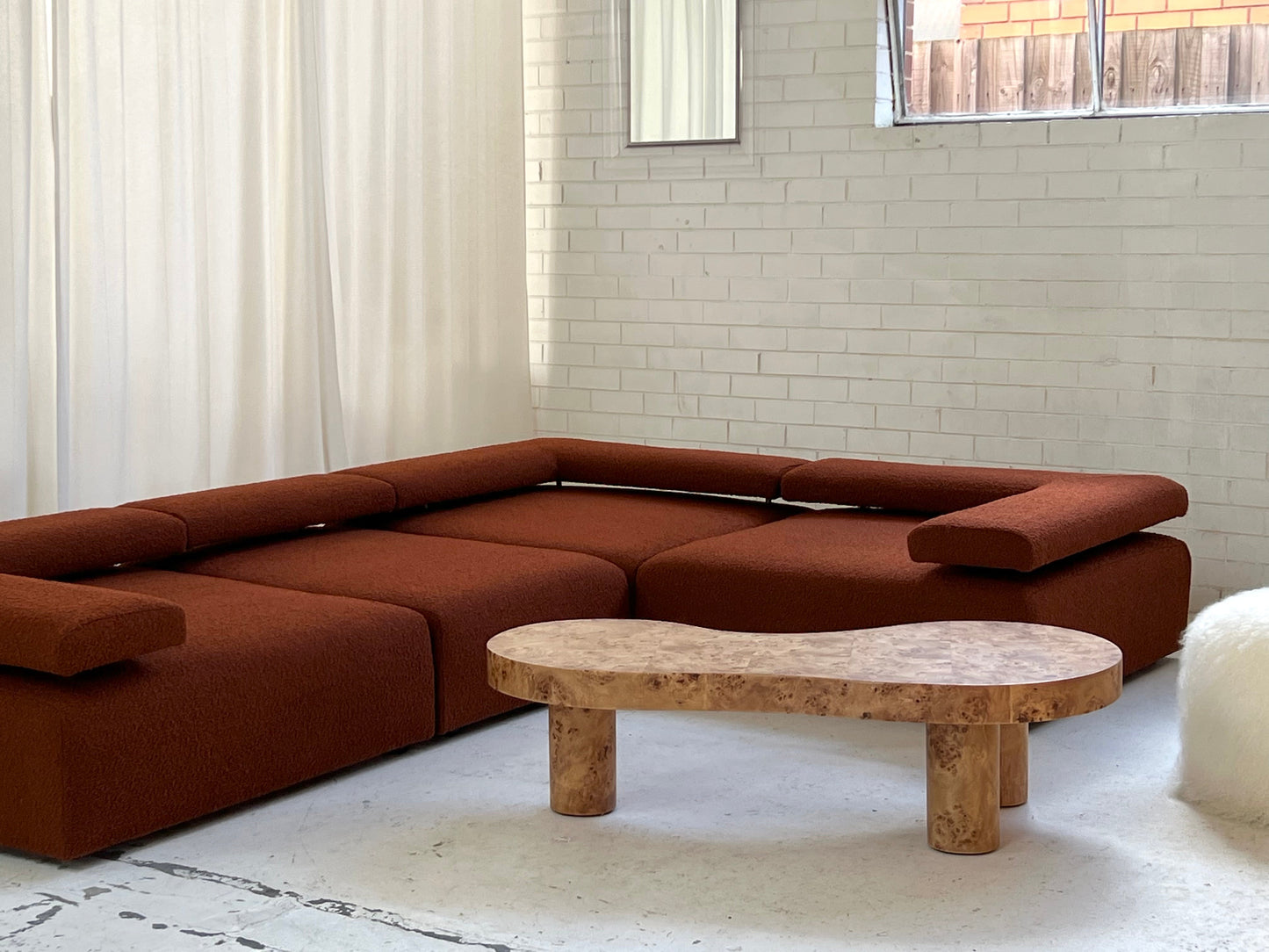Large Bespoke Rust Boucle Modular Sofa