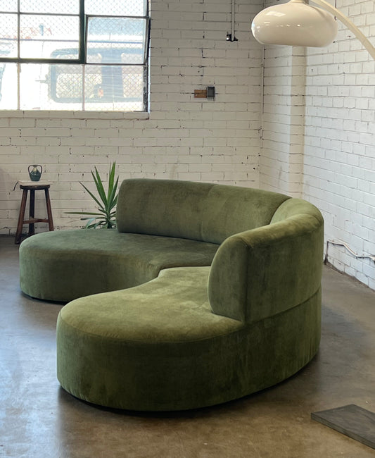 Bespoke Curved Sofa in Deep Botanical Green