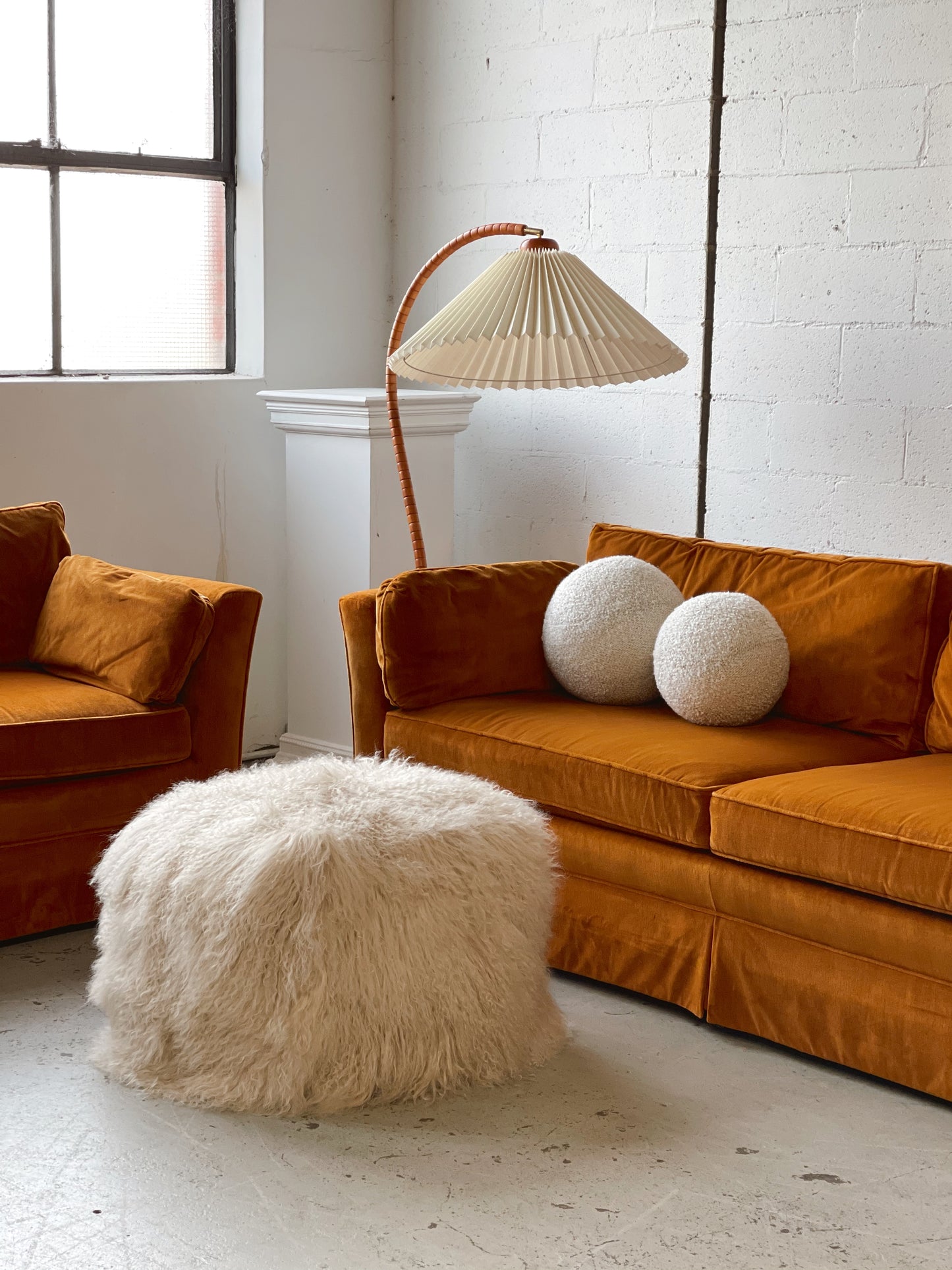 Large Burnt Orange Velvet Lounge