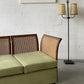 Refurbished Velvet & Rattan Sofa, Circa 1960-70