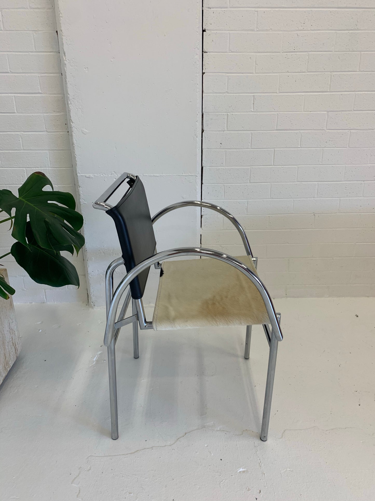 Tubular Chrome Chair with Cowhide Seat