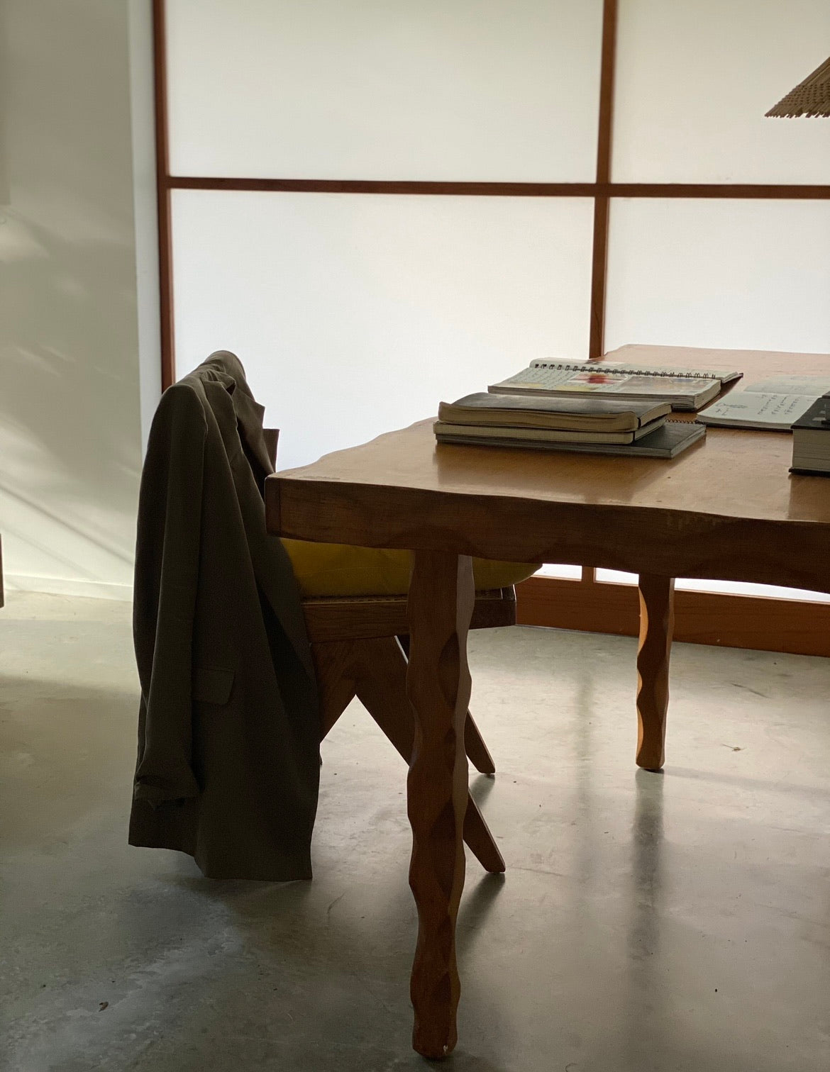 Primitive Wavy Carved Table