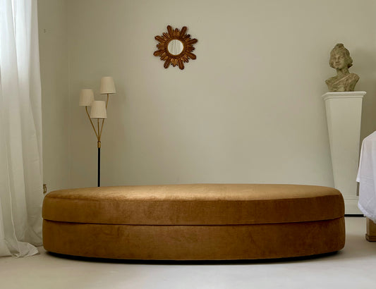 - Large Caramel Velvet Ottoman / Day Bed