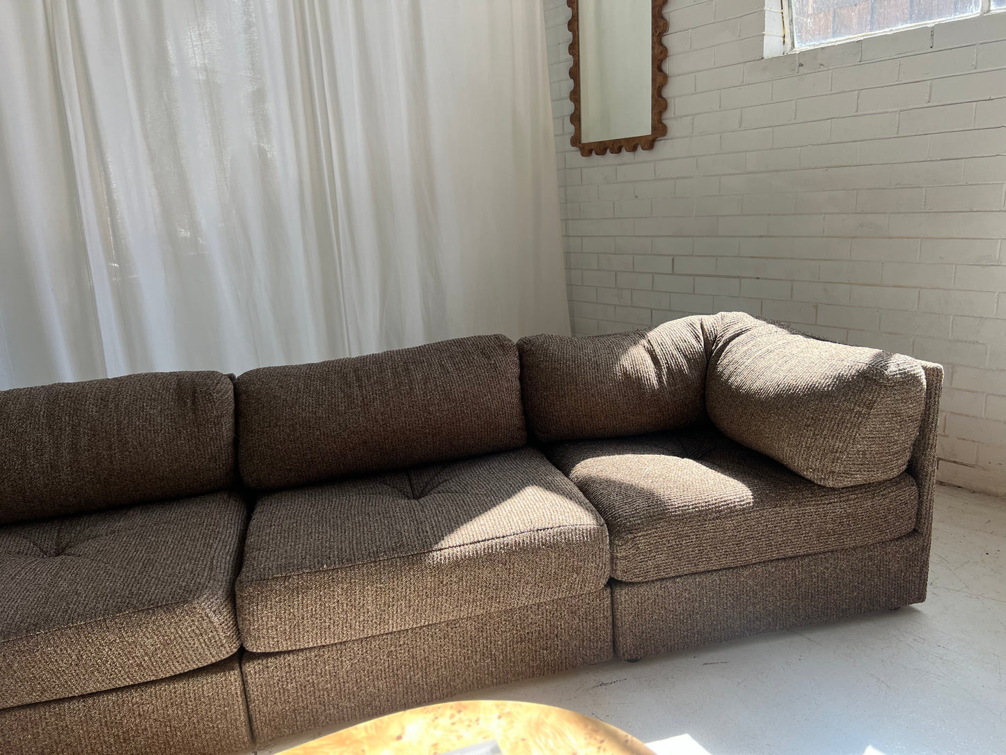 - Vintage Brown Tweed Playpen Modular Sofa