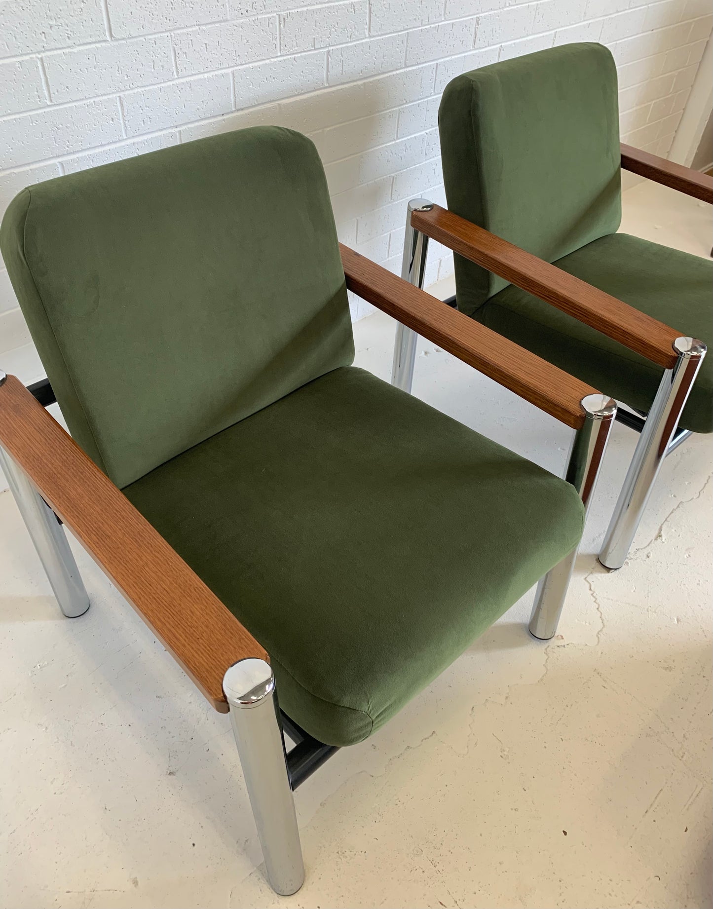 Vintage Teak and Chrome Sebel Armchairs