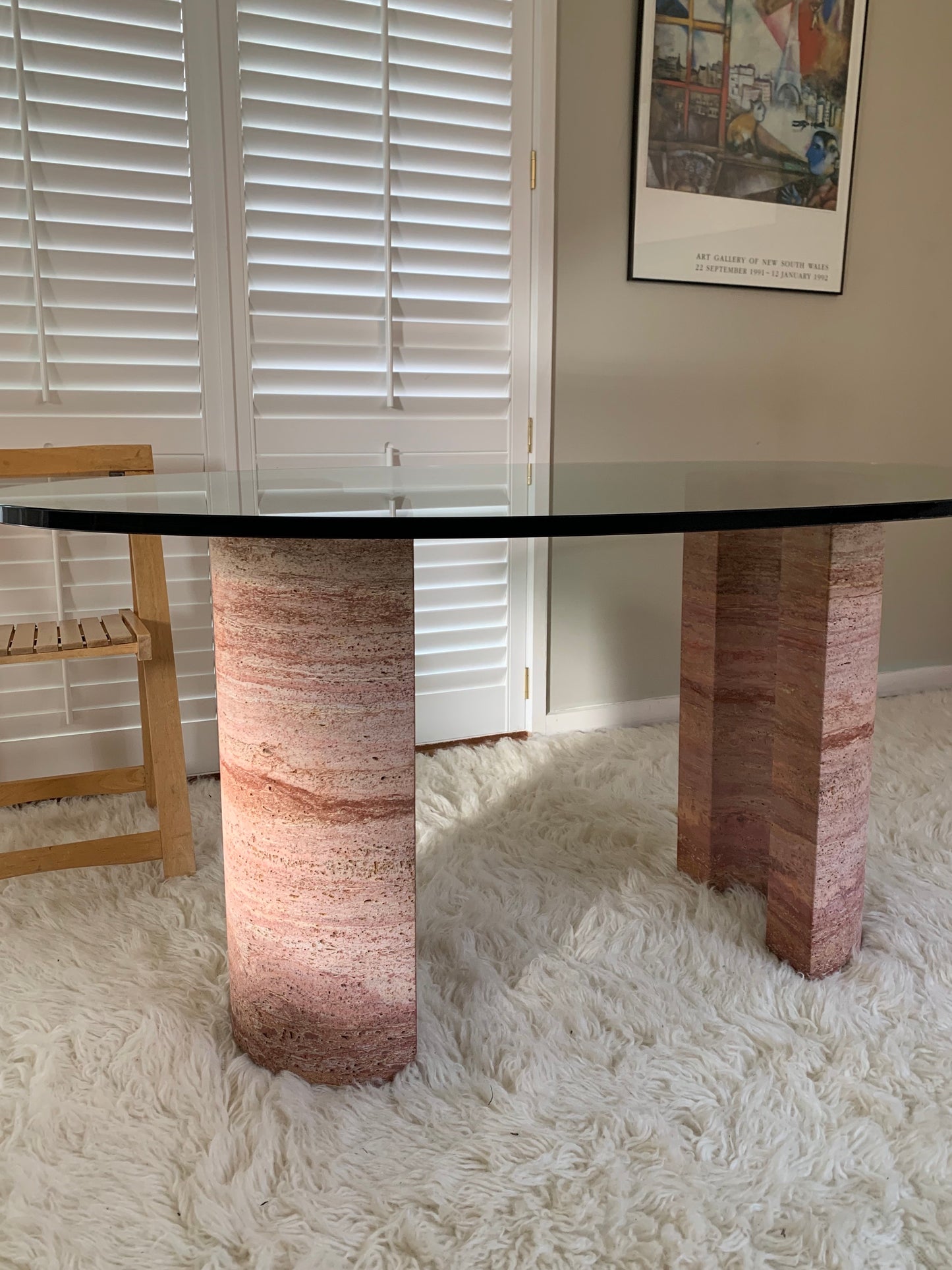 Rare Pink Travertine Table