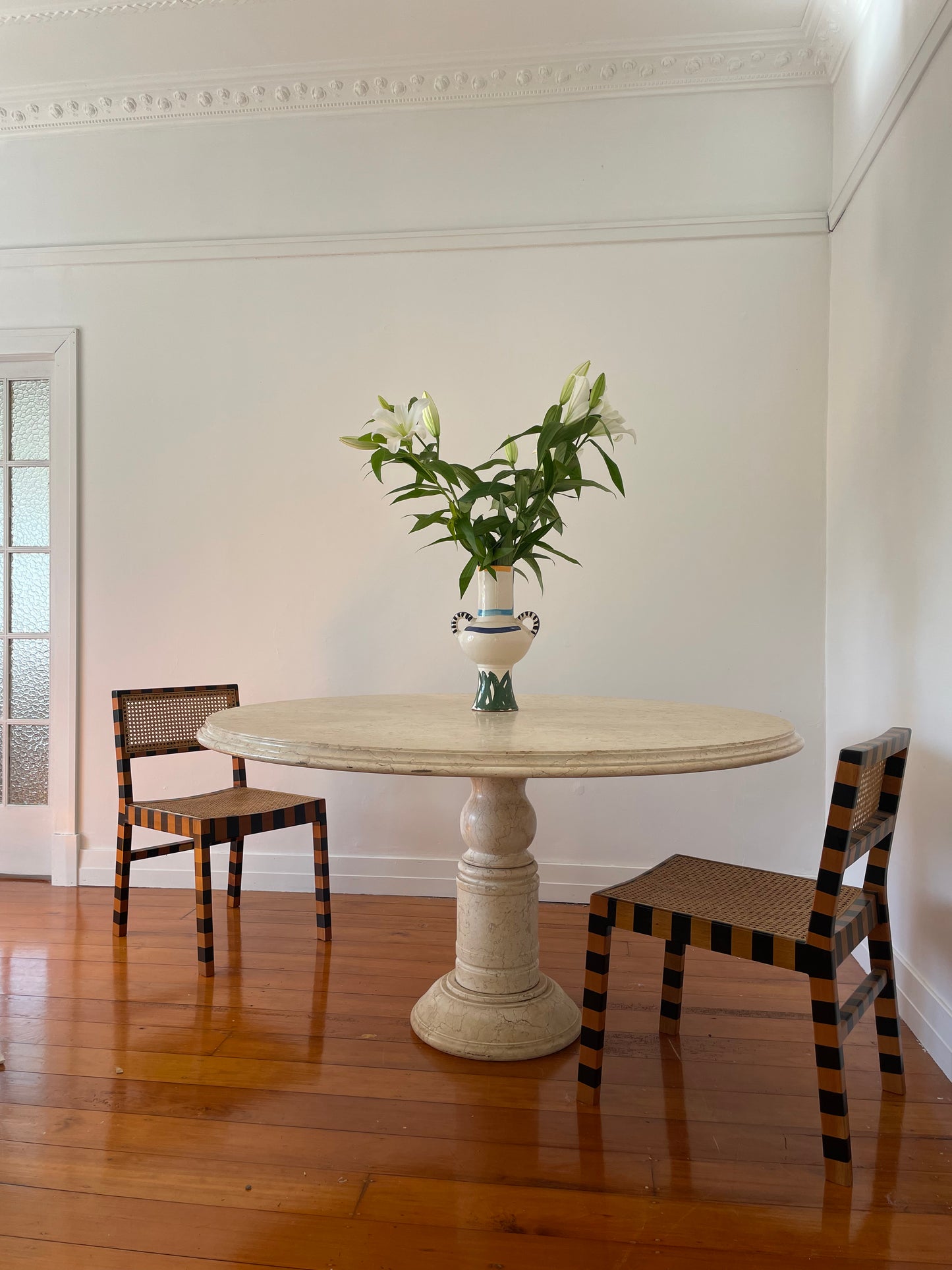 Large Vintage Marble Dining Table