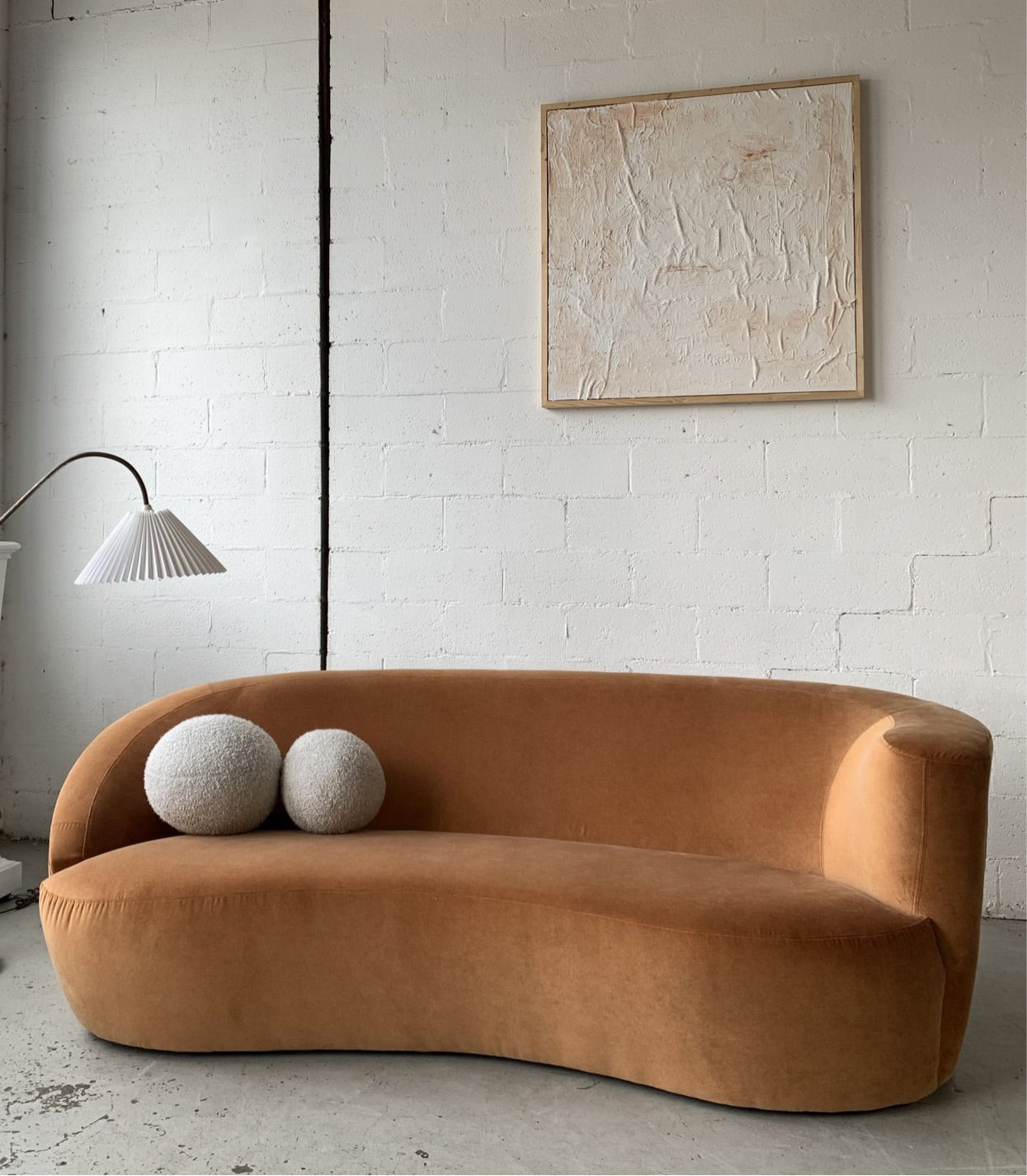 Bespoke Curved Sofa in Ginger Velvet