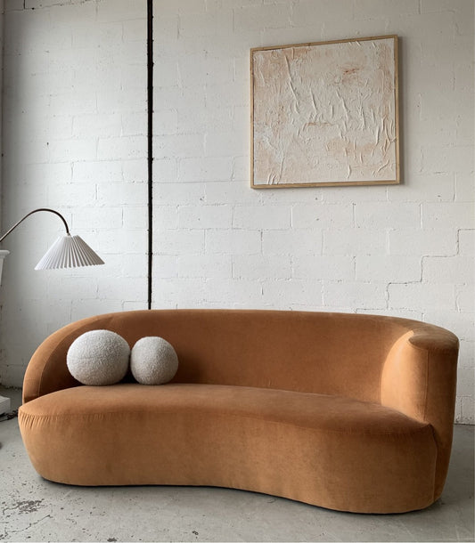 Bespoke Curved Sofa in Ginger Velvet