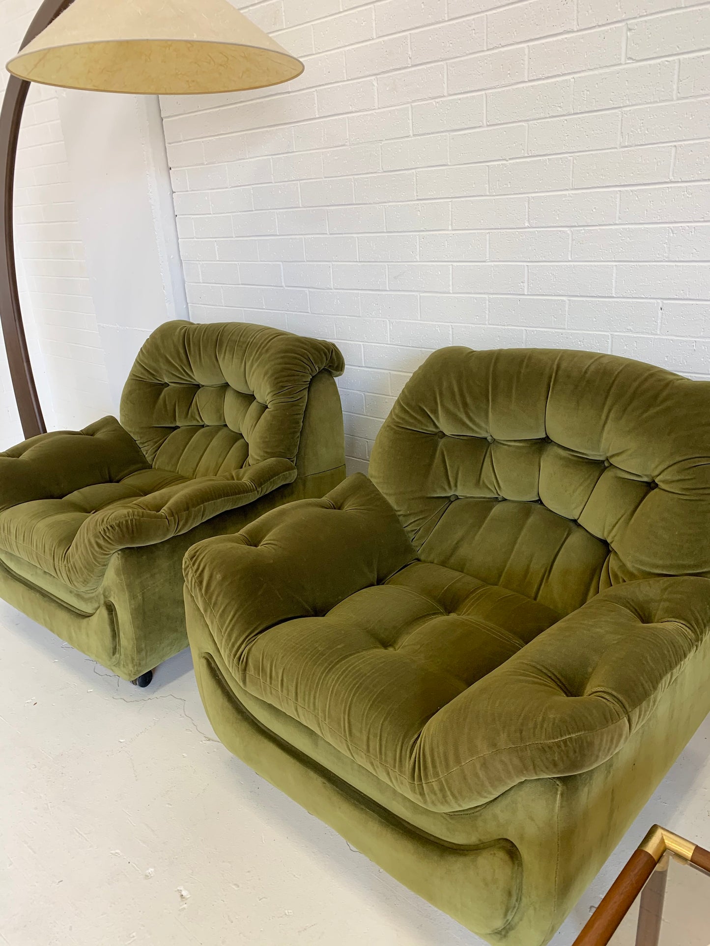 Vintage Green Velvet Armchairs