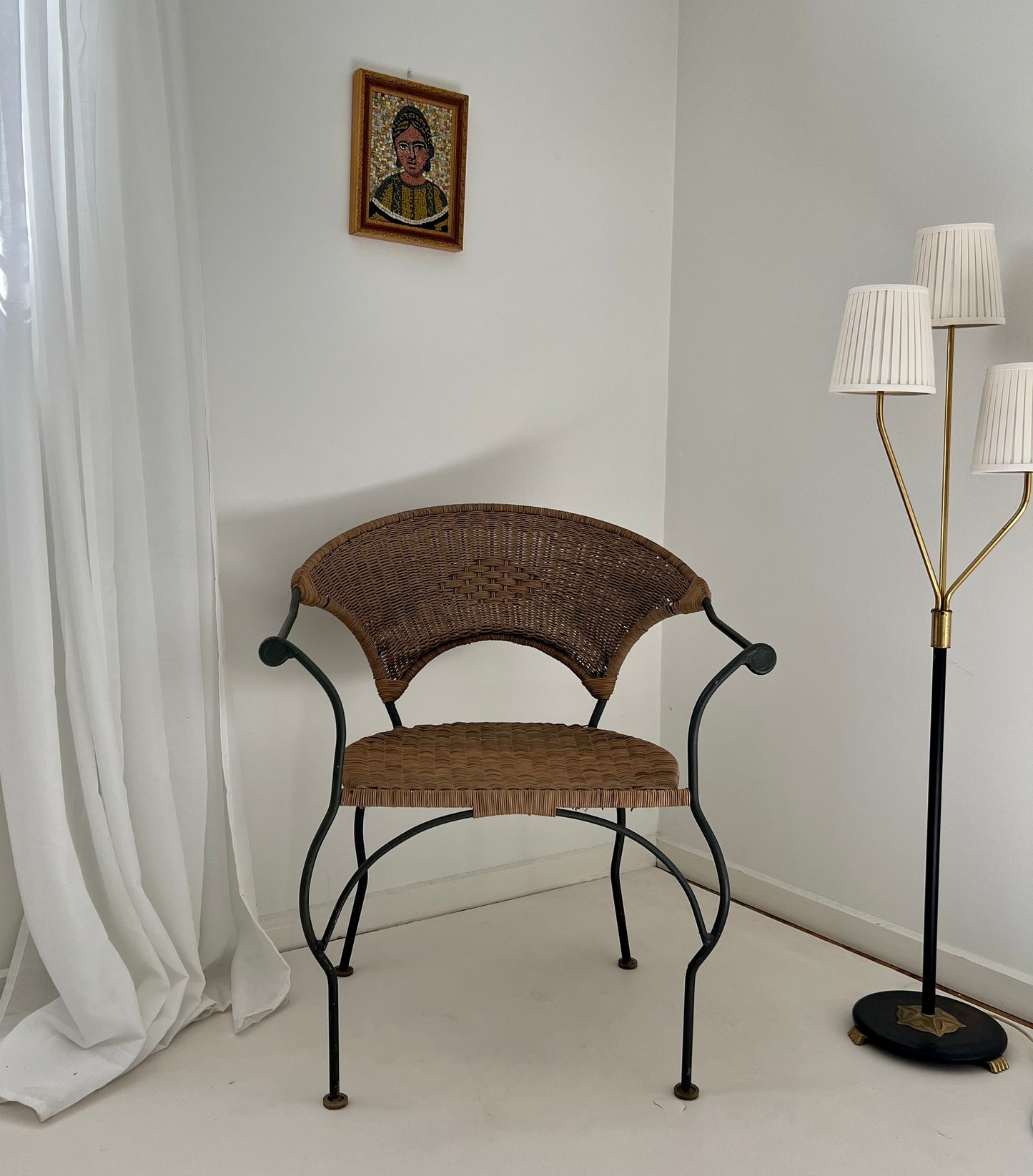 - Curvy Iron and Cane Armchair