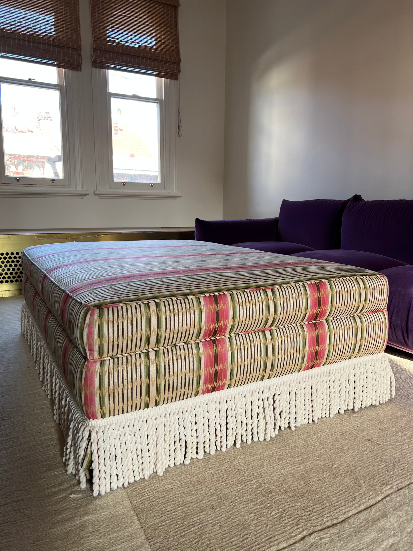 Oversized Ottoman with Bullion Fringe Skirt