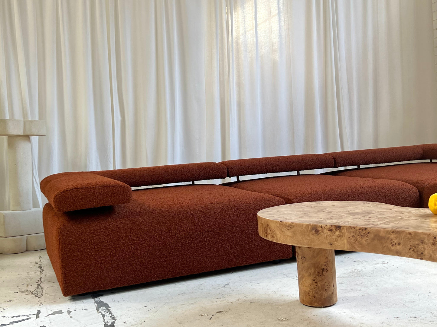 Large Bespoke Rust Boucle Modular Sofa