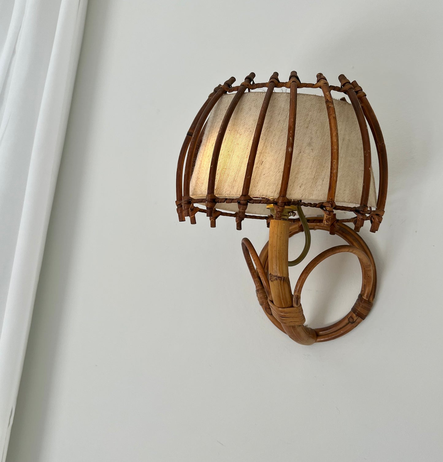- 1960s French Bamboo Sconce by Louis Sognot