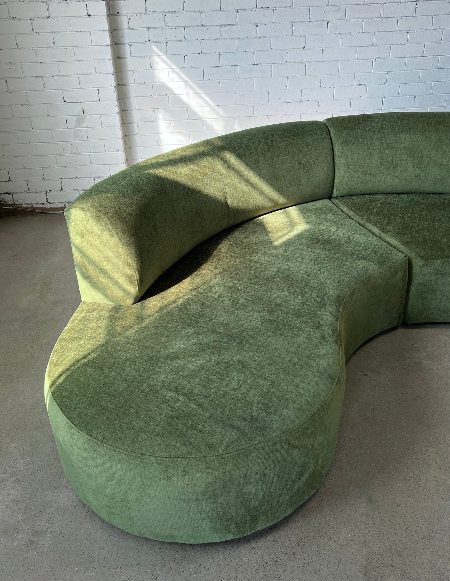 Bespoke Curved Sofa in Deep Botanical Green