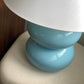 Powder Blue Double Bubble Lamp with White Conical Shade