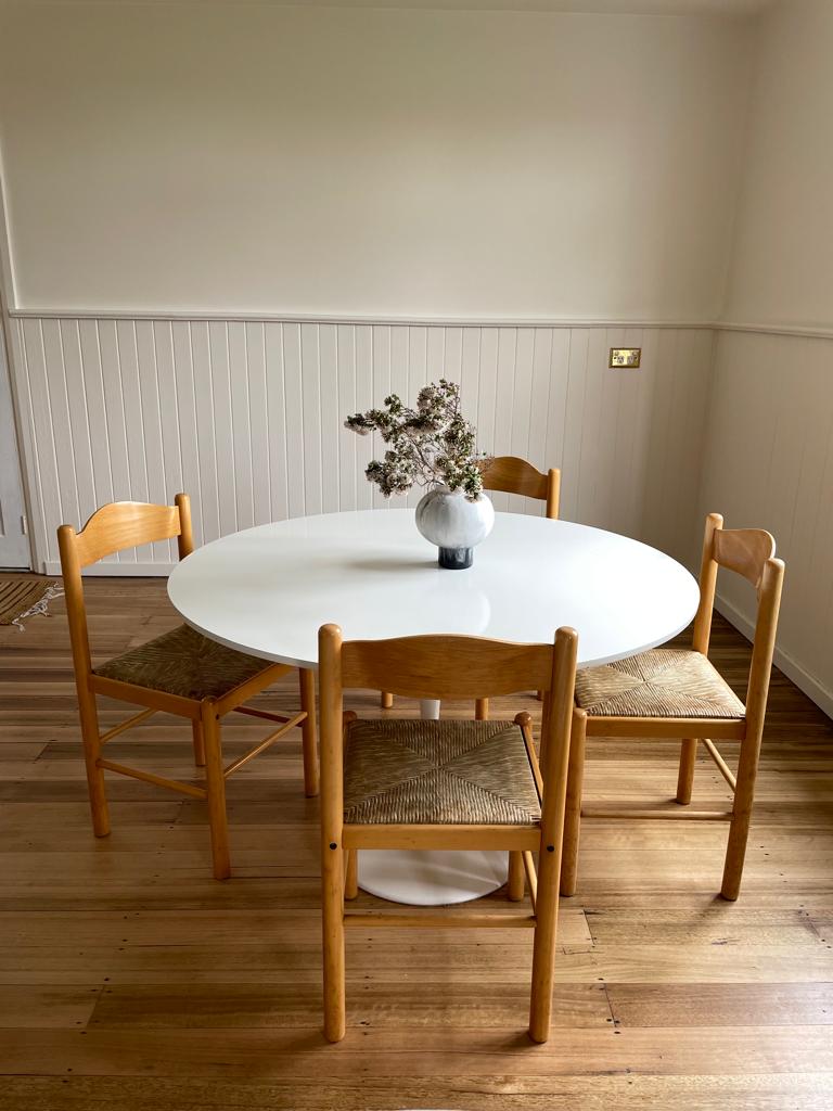 Vintage timber rush dining chairs