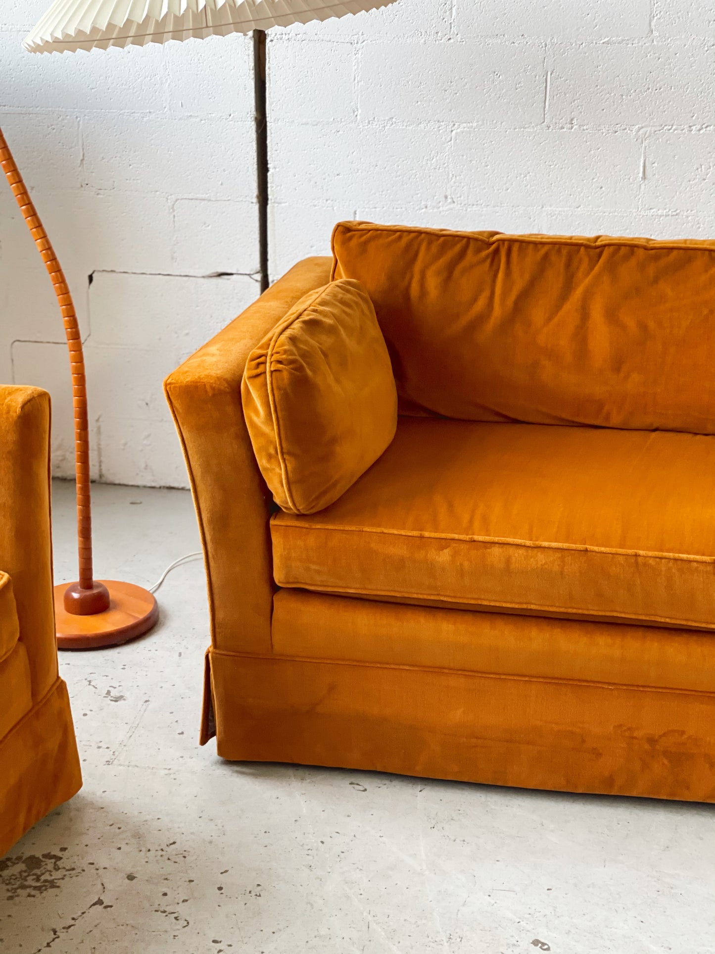 Large Burnt Orange Velvet Lounge