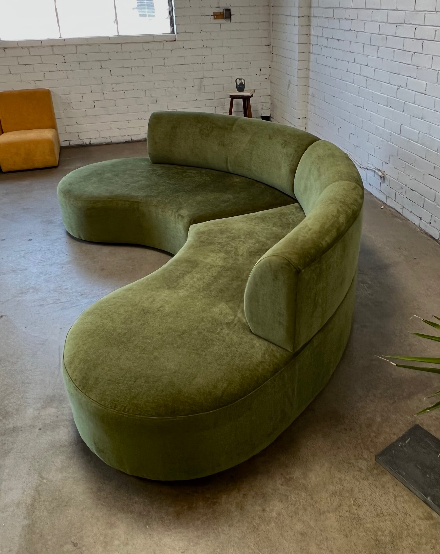 Bespoke Curved Sofa in Deep Botanical Green