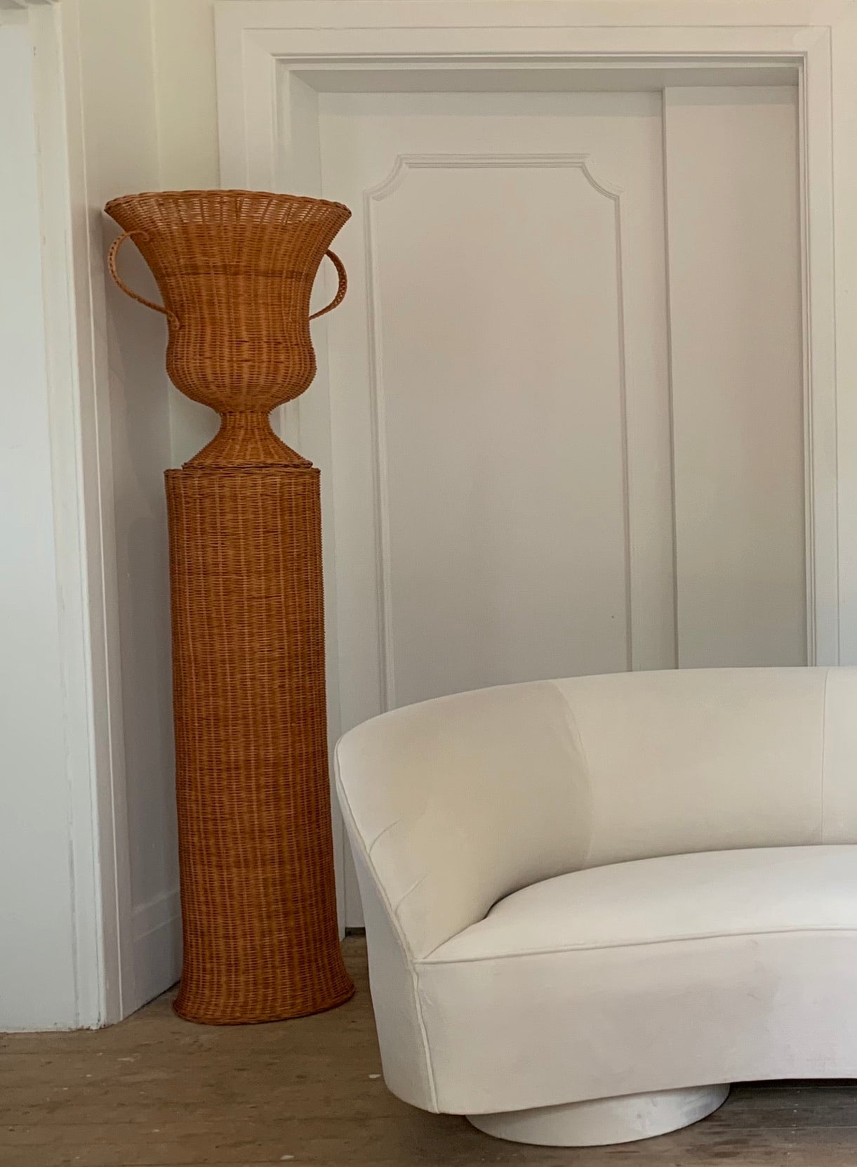 Woven Basket Urn and Pedestal