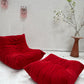 Vintage Ligne Roset Togo Fireside & Ottoman Set - Red Suede