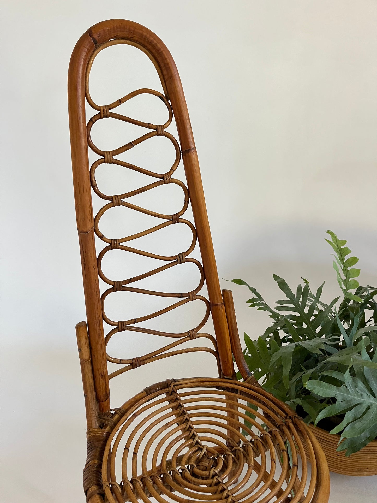 - Vintage Italian Bamboo High Back Chair