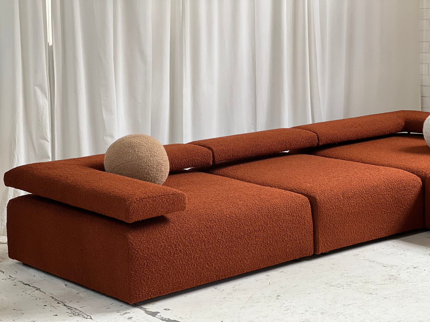 Large Bespoke Rust Boucle Modular Sofa