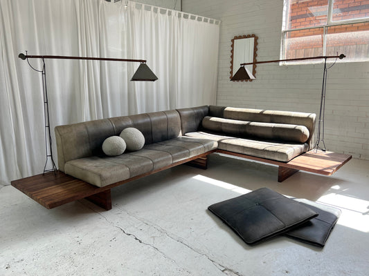 - Custom Italian Vintage Leather Sofa Set