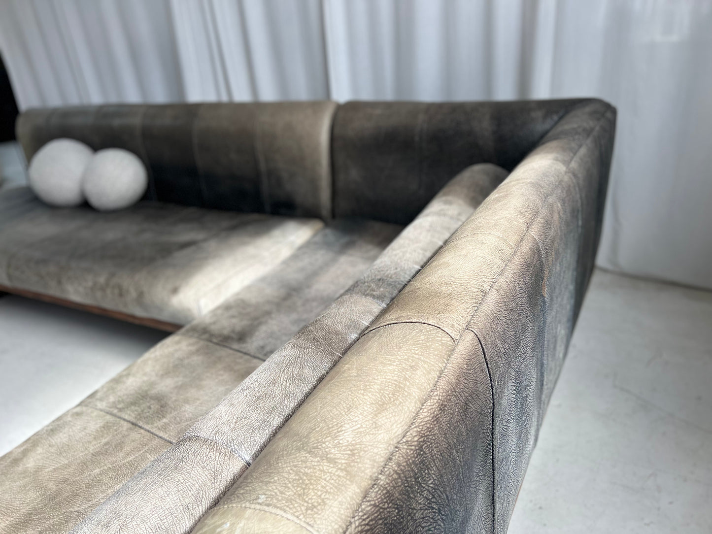 - Custom Italian Vintage Leather Sofa Set