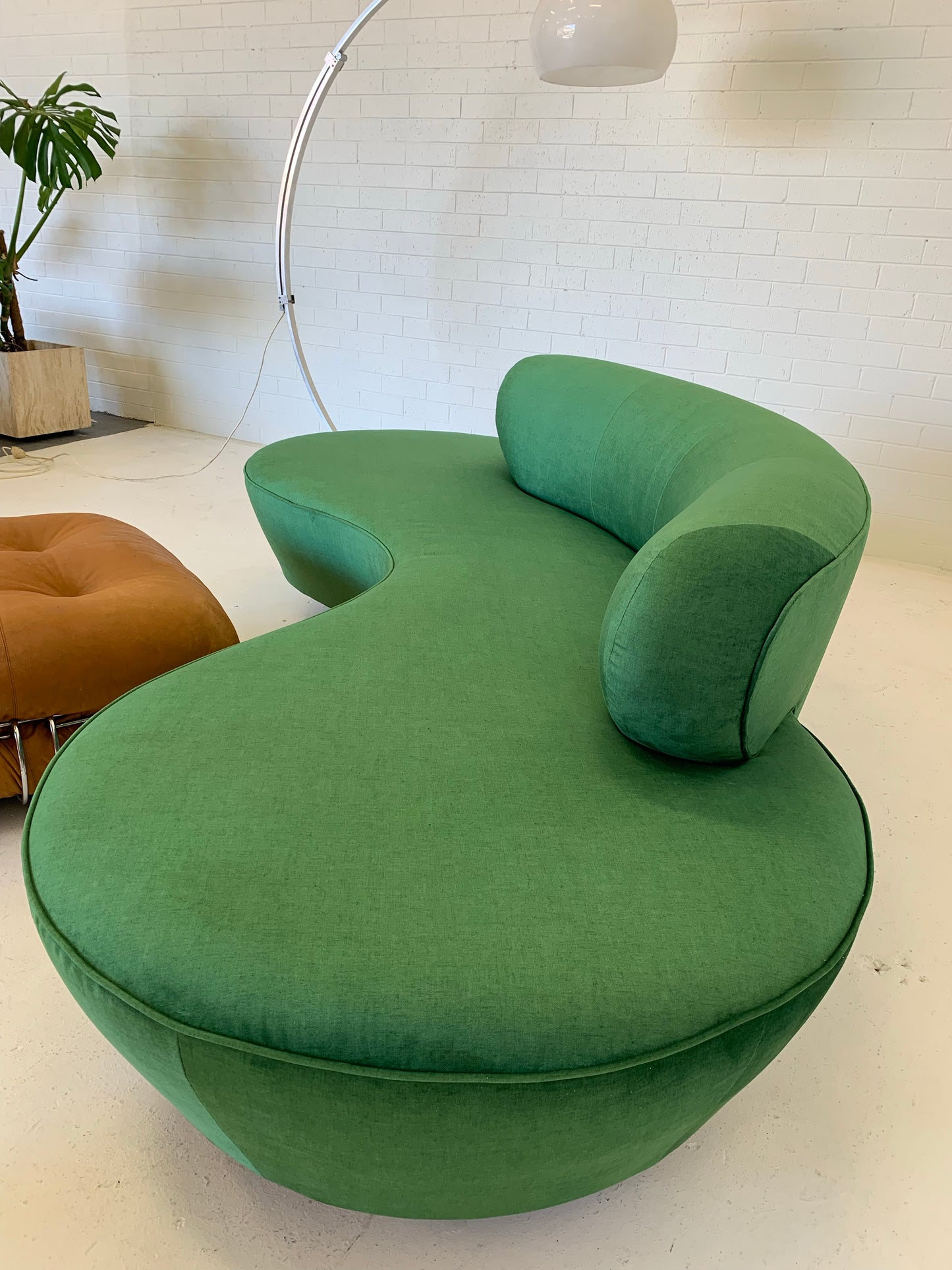 Stunning Green Curved Velvet Sofa