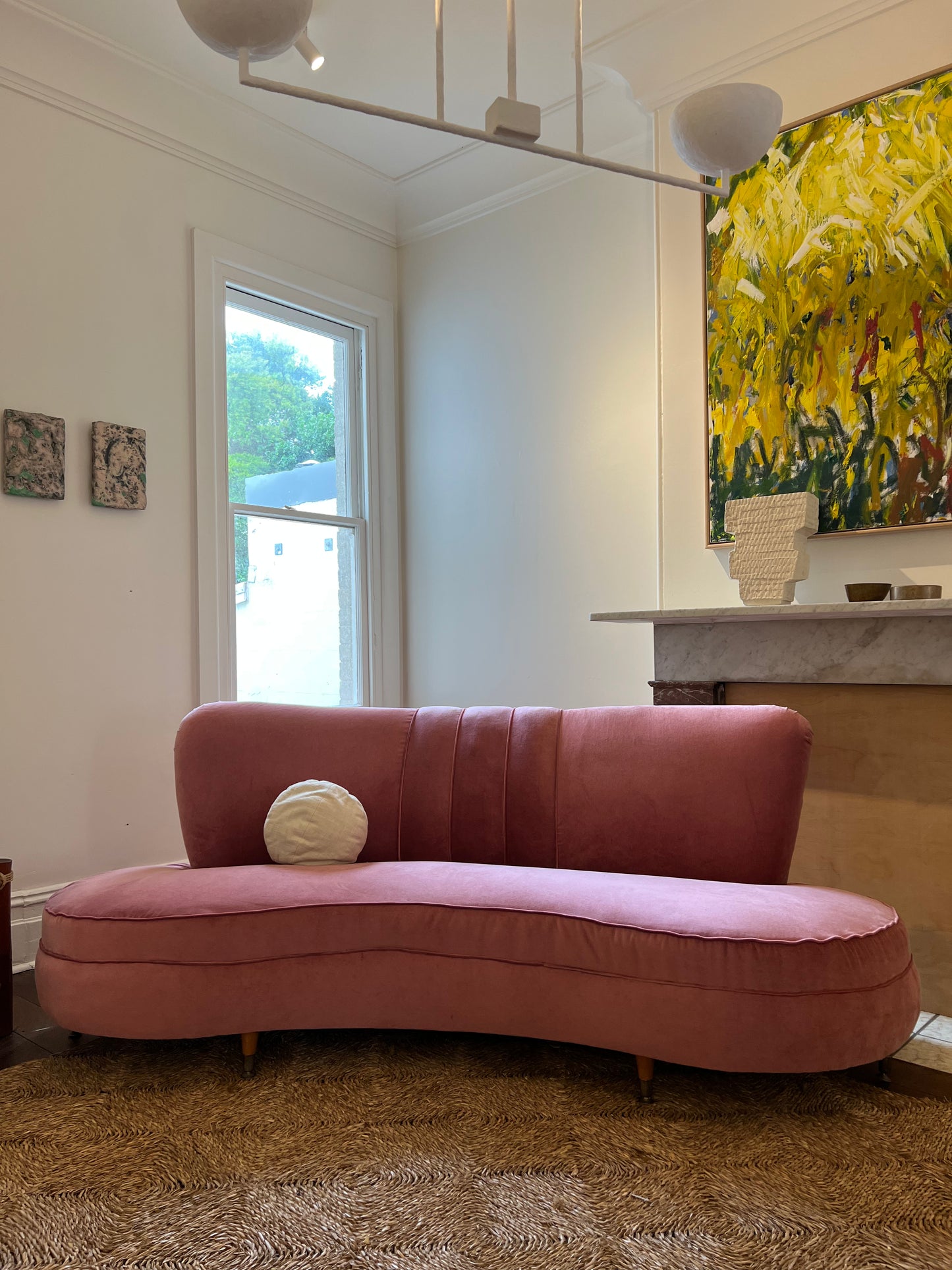 Sculptural Pink Velvet Sofa