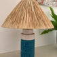 Vintage Italian Ceramic Lamp With Raffia Shade