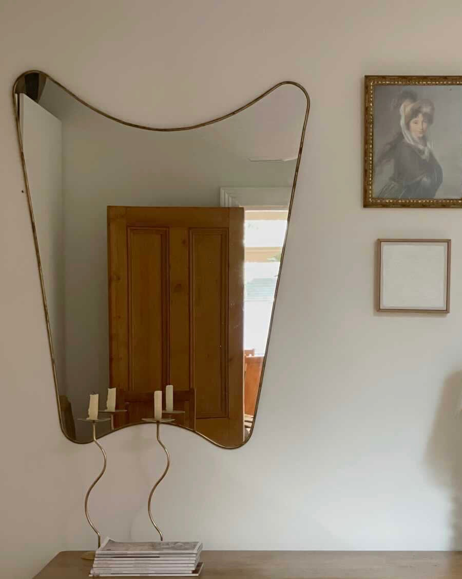 XL Trapeze Brass Mirror