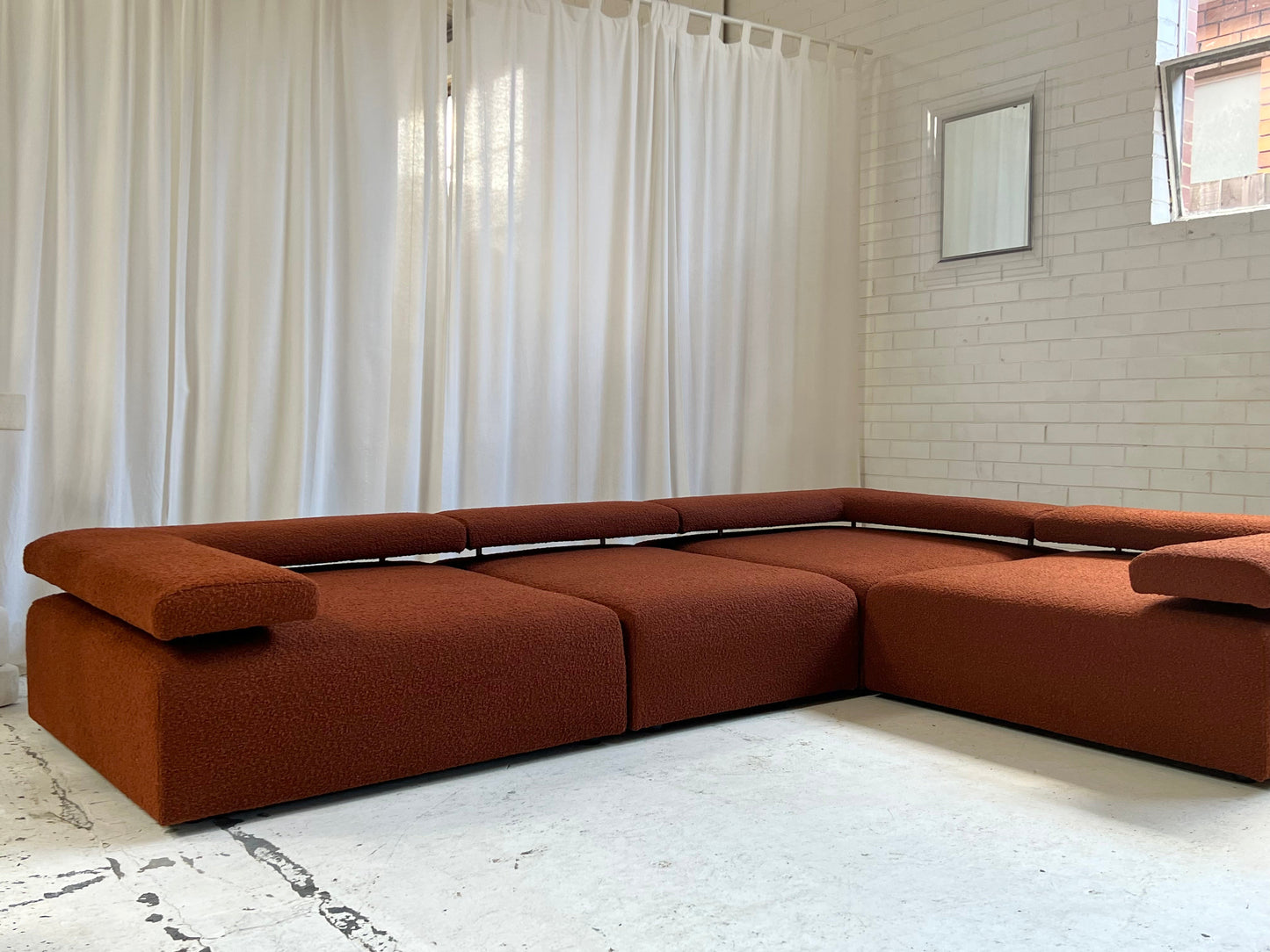 Large Bespoke Rust Boucle Modular Sofa