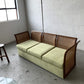 Refurbished Velvet & Rattan Sofa, Circa 1960-70