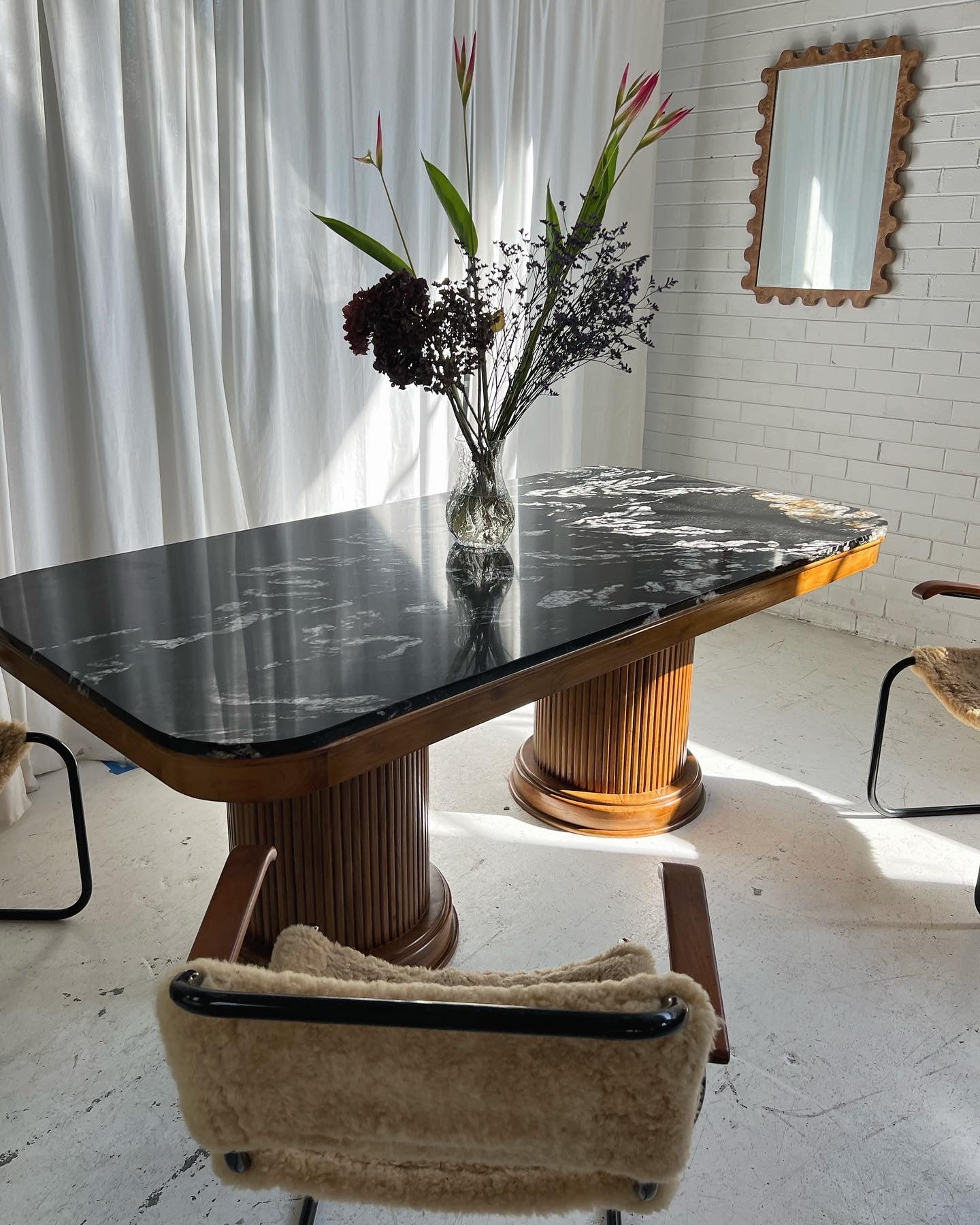 - Custom Marble & Teak Table