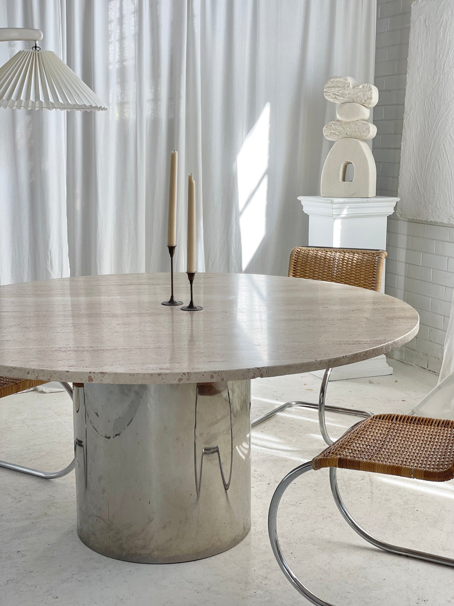 Stunning Large Round Travertine Dining Table